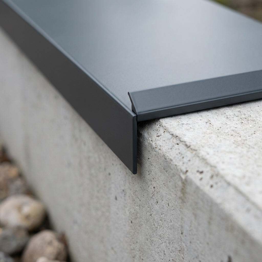 Pliage couvertine aluminium gris anthracite sur muret